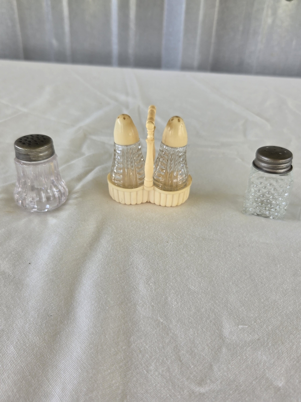 Vintage 3 Sets of Mini Salt And Pepper  Shakers Clear Glass